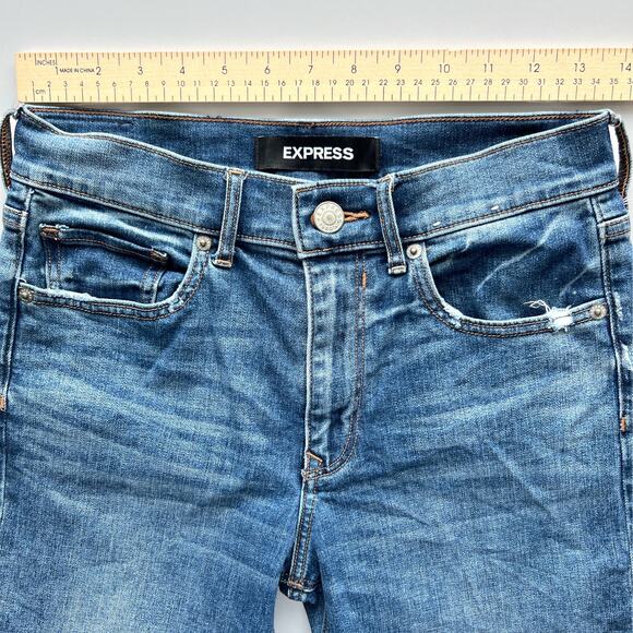 Express Original Vintage Skinny High Rise Distressed Frayed Women's Size 0 - Picture 4 of 8